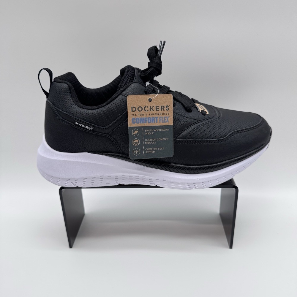 Size 9M- Dockers Comfort Flex Walker Lightweight Wide Shoes, Black/White